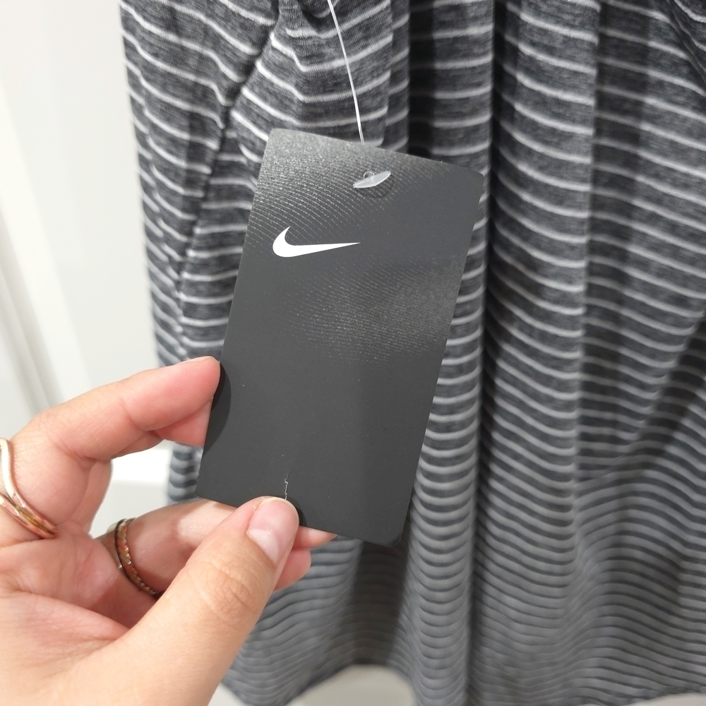Nike Gray White Striped High Low Sleeveless Tank Dress Swim Cover Up, Nwt Size L - Picture 9 of 12